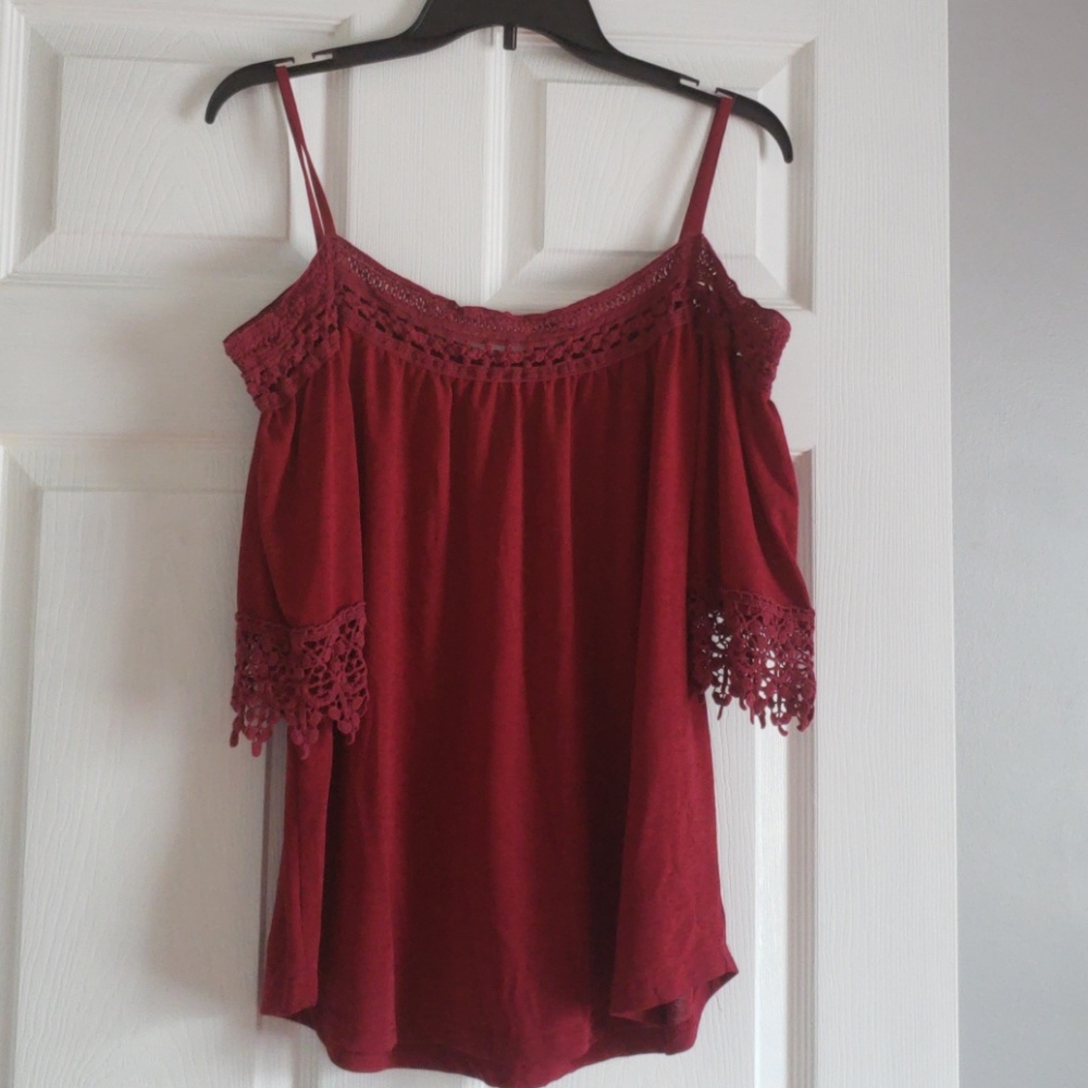 Maroon Off The Shoulder Top With Straps